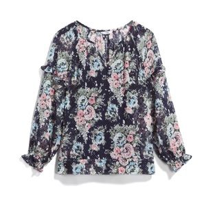 Sheer flowered Q&A top, size XS